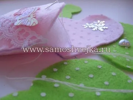 Romantikus csokor kezüket szív filcből egy bottal - samoshveyka - site rajongóinak varrás