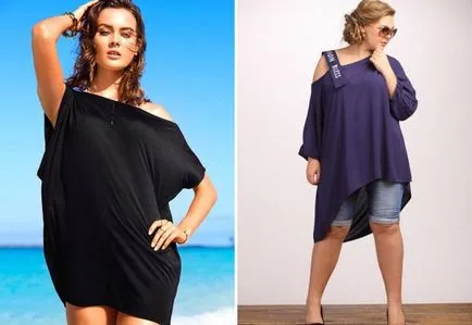 Stílusos tunikák elhízott nők - nyáron kötött, hurkolt egy szép, hosszú strand, divat