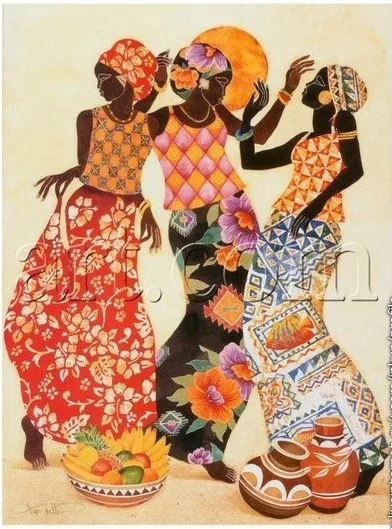 Afrikai festmények, nagy gyűjtemény, batikolt és én
