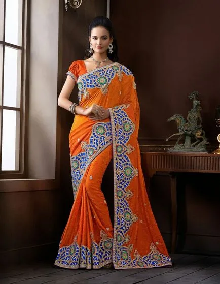 Indian istorie rochie sari, tesatura si culoare