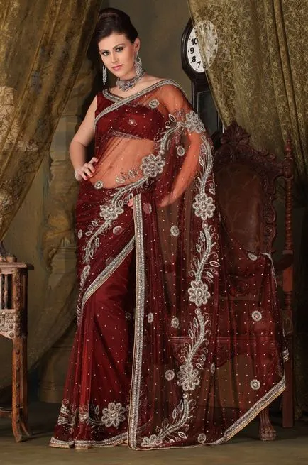 Indian istorie rochie sari, tesatura si culoare