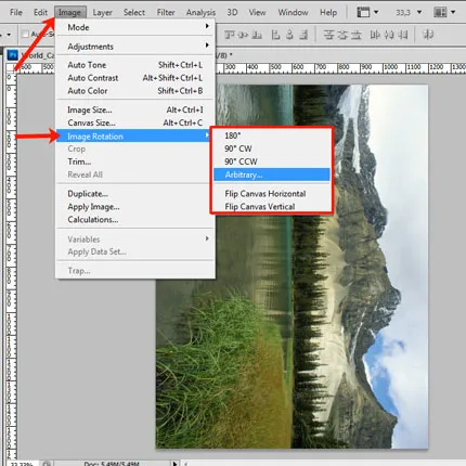Как да завъртите изображението в Photoshop
