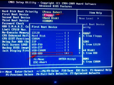 Cum se instalează Windows pe un computer printr-o unitate flash USB, pentru a intra în descărcarea de configurare a BIOS-ului