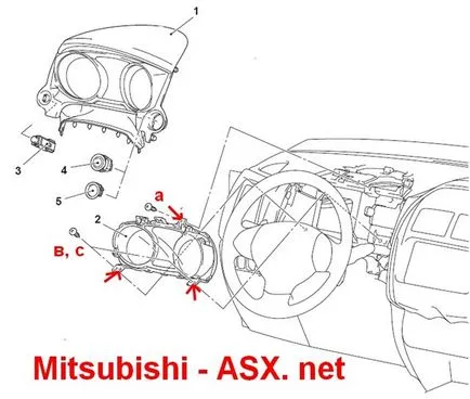 Премахване на арматурното табло - авто клуб Mitsubishi ASX, Mitsubishi джипове, ванове Mitsubishi