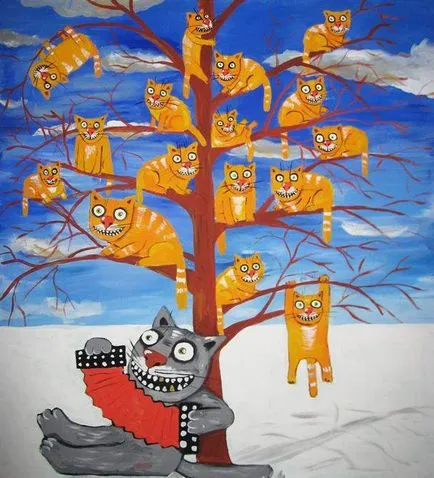 Котки Washi Lozhkina ярки емоции палава изкуство