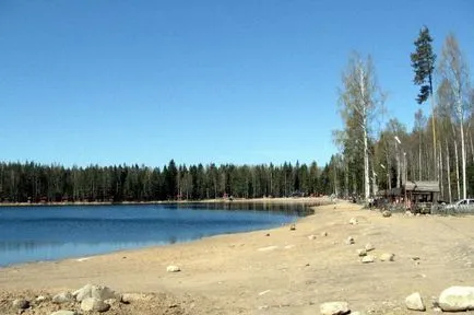 lac Azure în regiunea Leningrad, cum să obțineți de la Sankt-Petersburg, condițiile pentru o plajă și de recreere