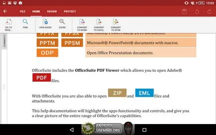 Office pe video de revizuire Android