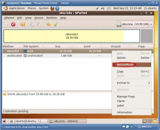 Már matatott módosítsa a partíció méretét Ubuntu Linux alatt