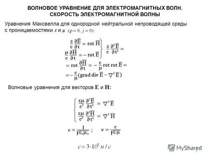 Prezentarea pe lumina ca o undă electromagnetică