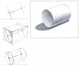 cilindru de desen în perspectivă, cu umbrire - elementele de bază ale perspectivelor de desen