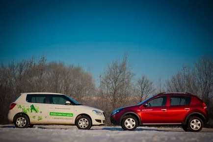 Tesztvezetés renault sandero stepway (Renault Sandero stepvey) és Skoda Fabia (Skoda Fabia) falu