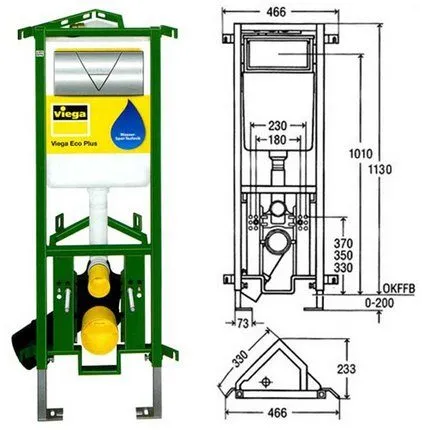 Corner WC-tartályban típusok, telepítés sarokba szerelve, méretek (fotók)