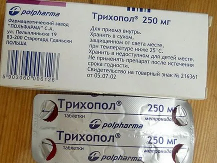 Trihopol akne alkalmazás tabletta kezelésére