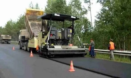 Полагане асфалтовата температура парченце от сместа, технологията