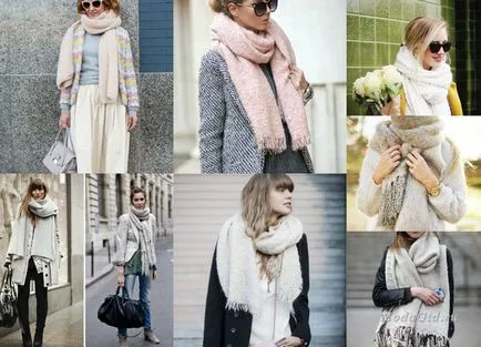Street fashion, hogyan kell viselni sál télen 2014-2015 divat képek egy sálat