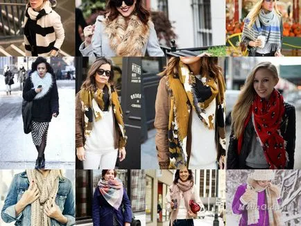 Street fashion, hogyan kell viselni sál télen 2014-2015 divat képek egy sálat