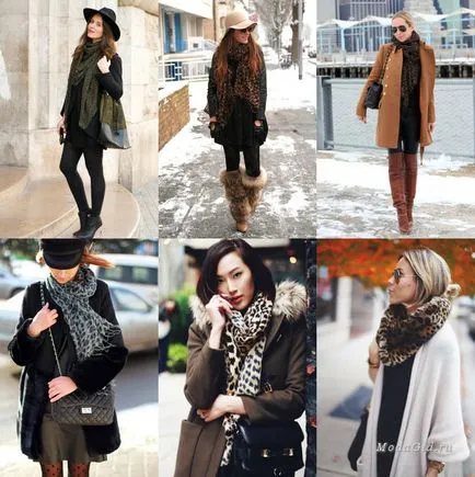 Street fashion, hogyan kell viselni sál télen 2014-2015 divat képek egy sálat