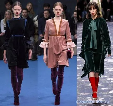 grup Crossfashion - catifea trendy toamna-iarna 2016-2017 a expirat, rochii, fuste și pantaloni de catifea