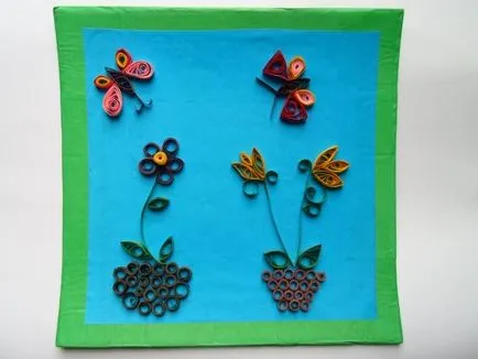 Cadre în arta origami si quilling module triunghiulare „fantezie flori“