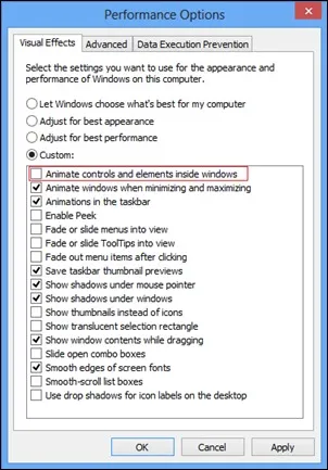 Как да изключите анимации в Windows 8