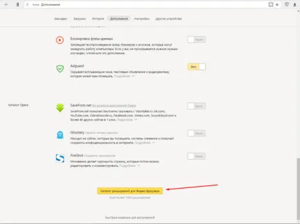 Cum se instalează sau elimina extensii în browser-ul Yandex în cazul în care pentru a le găsi și cum să se deschidă