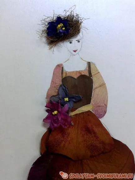 Pictura „Doamna cu un buchet“ de flori uscate, o clasă de master, cu propriile lor mâini
