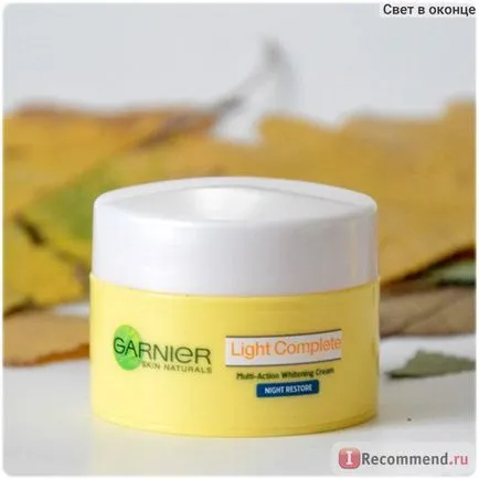 Albire lumina crema de noapte complet garnier multi-acțiune - „crema de albire, care nu este