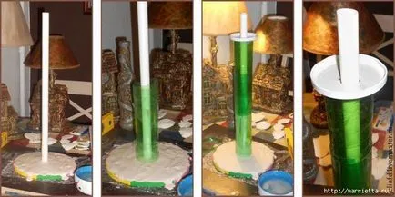 Лампа - лампиони от пластмасови бутилки и мазилка