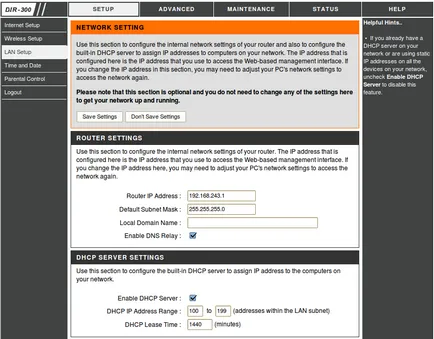 Beállítása a router D-Link DIR-300