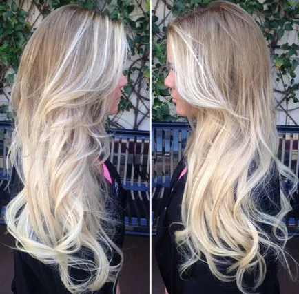 Ombre pentru blonde place să merg de la blond în alb și opțiunea de culoare caramel