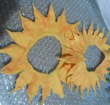 Слънчоглед, направен чрез мокро сплъстяване - сплъстяване вълна, как да се направи слънчоглед, мокро