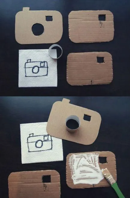 Kézműves játék dobozok kamera karton gyerekek