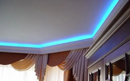 Таван цокъл с LED осветление, монтиран на снимки и видео