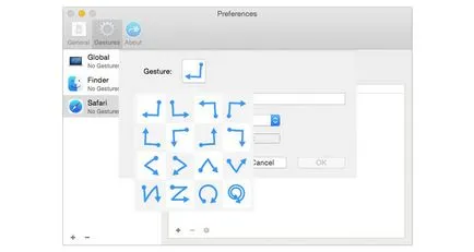 Extinderea listei de gesturi trackpad standard,