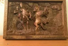 Panouri sculptate de copac fotografie cu mâinile pictura decor lor, un ceas de baie, pin si lemn de tec