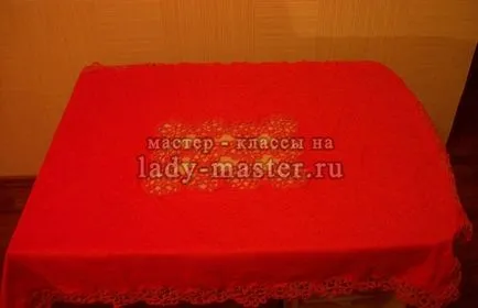 Покривка от лен с украшение Tatting майстор - клас снимка