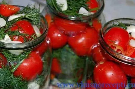 Сладки мариновани домати с чесън за зимния рецептата със снимка