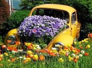 Un pat de flori a mașinii cum să facă o grădină de flori spectaculoase de o mașină veche