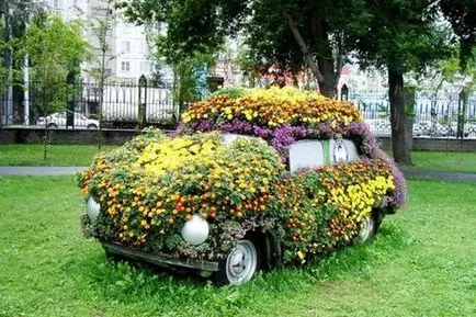 Un pat de flori a mașinii cum să facă o grădină de flori spectaculoase de o mașină veche