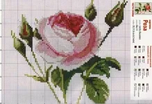 схема кръстче безплатно роза цветя букет във ваза, свалят три в роса, жълт чай роза,