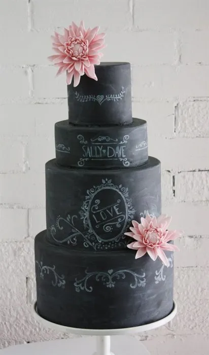 Fekete esküvői torták szokatlan és nagyon szép