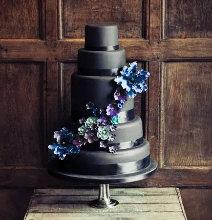 Fekete esküvői torták szokatlan és nagyon szép