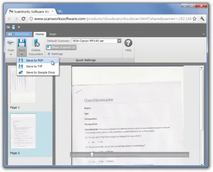 Cloudscan - la distanță documente de scanare și salvare ca soluție fișier pdf
