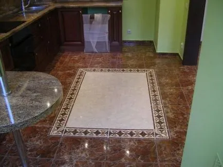 csempe design a padlón a konyhában