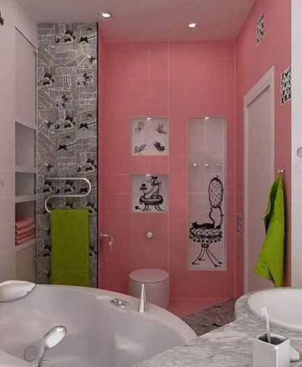 Tervezés rózsaszín fürdőszoba - fotó belső a különböző stílusok és ötletek színkombináció