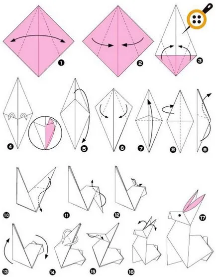 Efectuarea origami iepure - iepure vİdeolu curs de fabricare a hârtiei