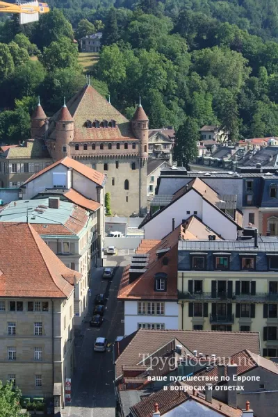 Lausanne tájékozódási pontok és az útvonal a városon keresztül, fotó cikk