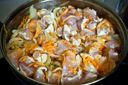 Пилешко филе в сметанов сос със зеленчуци - модерния рецептата дома за готвене със снимка