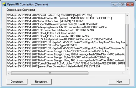 Konfigurálása VPN (OpenVPN) windows 7 (lépésről lépésre képekkel)