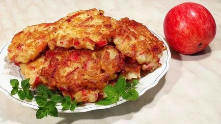 Rétesek gyors és ízletes recept, alma palacsinta, fotó, hogyan kell főzni egy buja, a